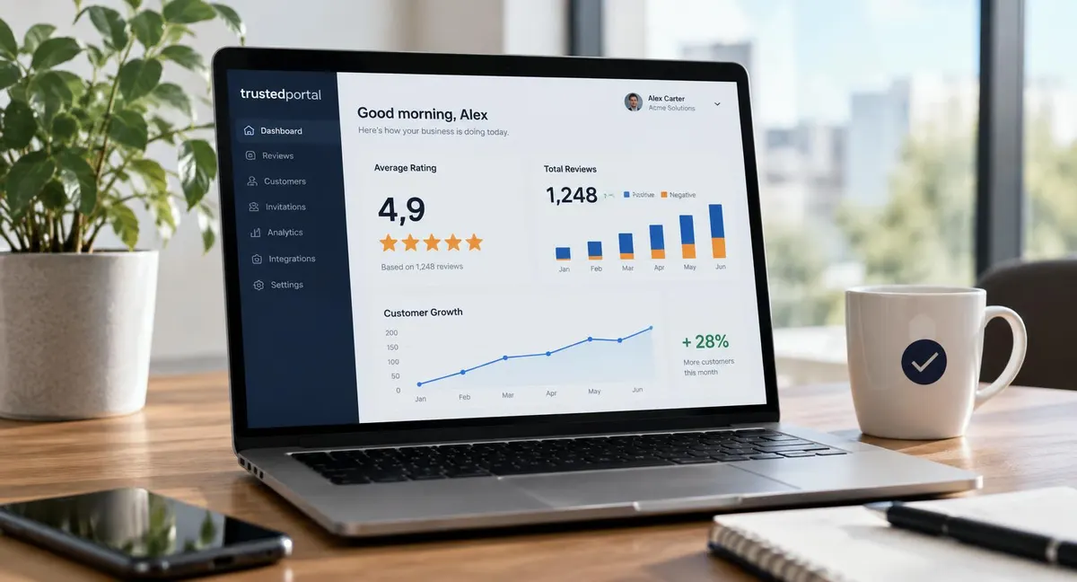 TrustedPortal Dashboard auf einem Laptop